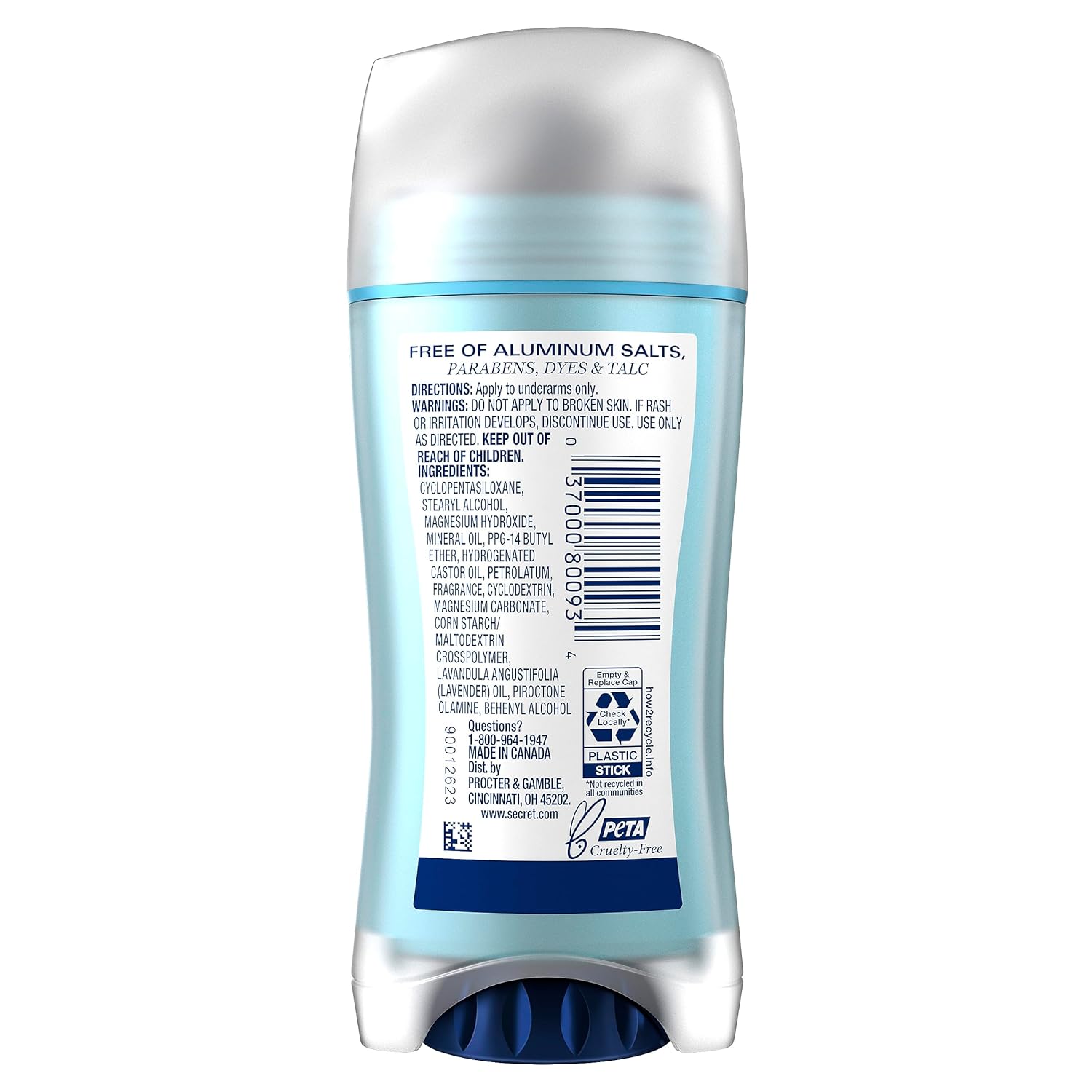 Secret Aluminum Free Deodorant for Women, 48hr Odor Protection, Naturally Derived Ingredients, Free of Parabens Dyes Talc & Baking Soda, PH Balanced, Dry Solid, Lavender Scent, 2.4 oz - Image 12