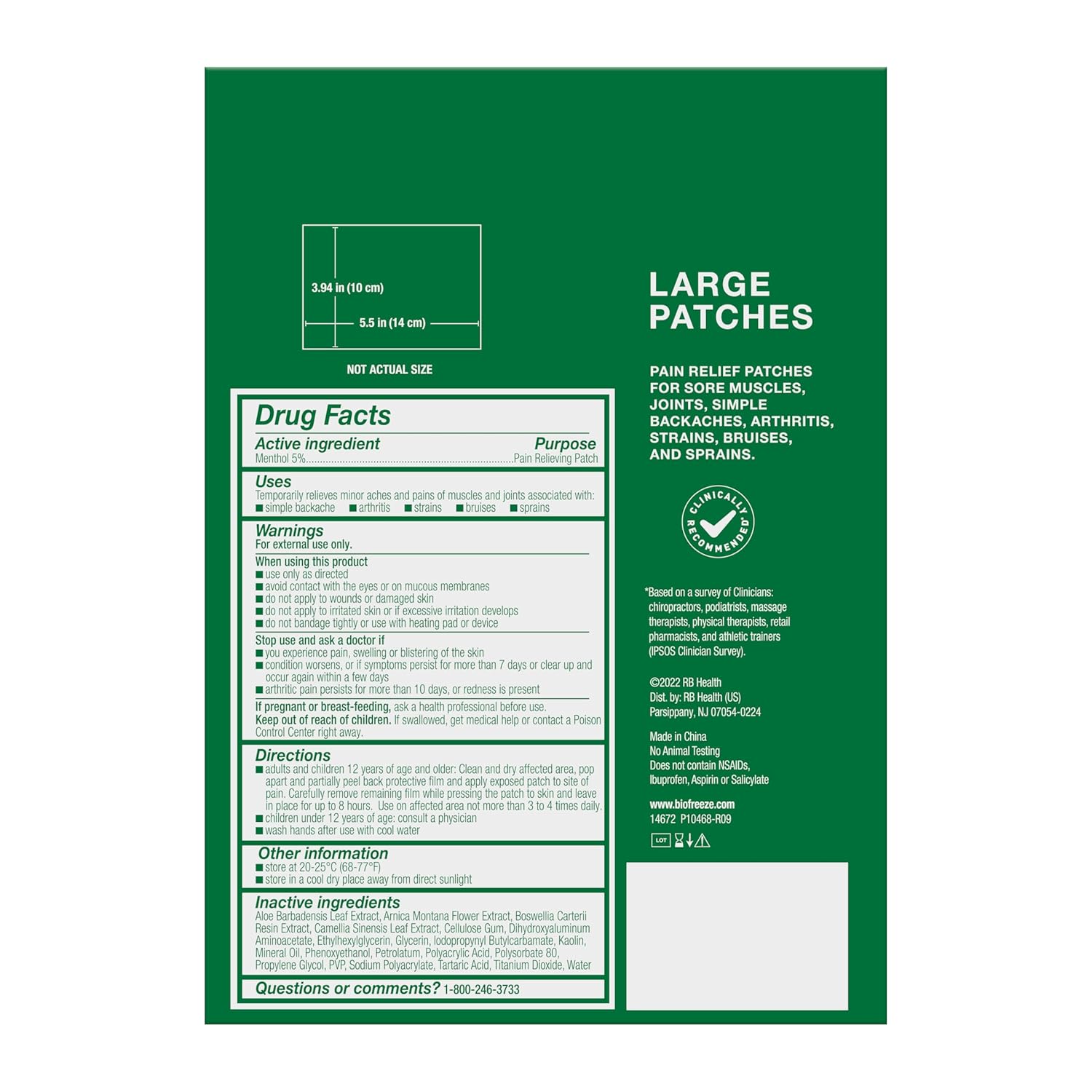 Biofreeze Pain Relief Patch, Large, 5 Patches - Image 17