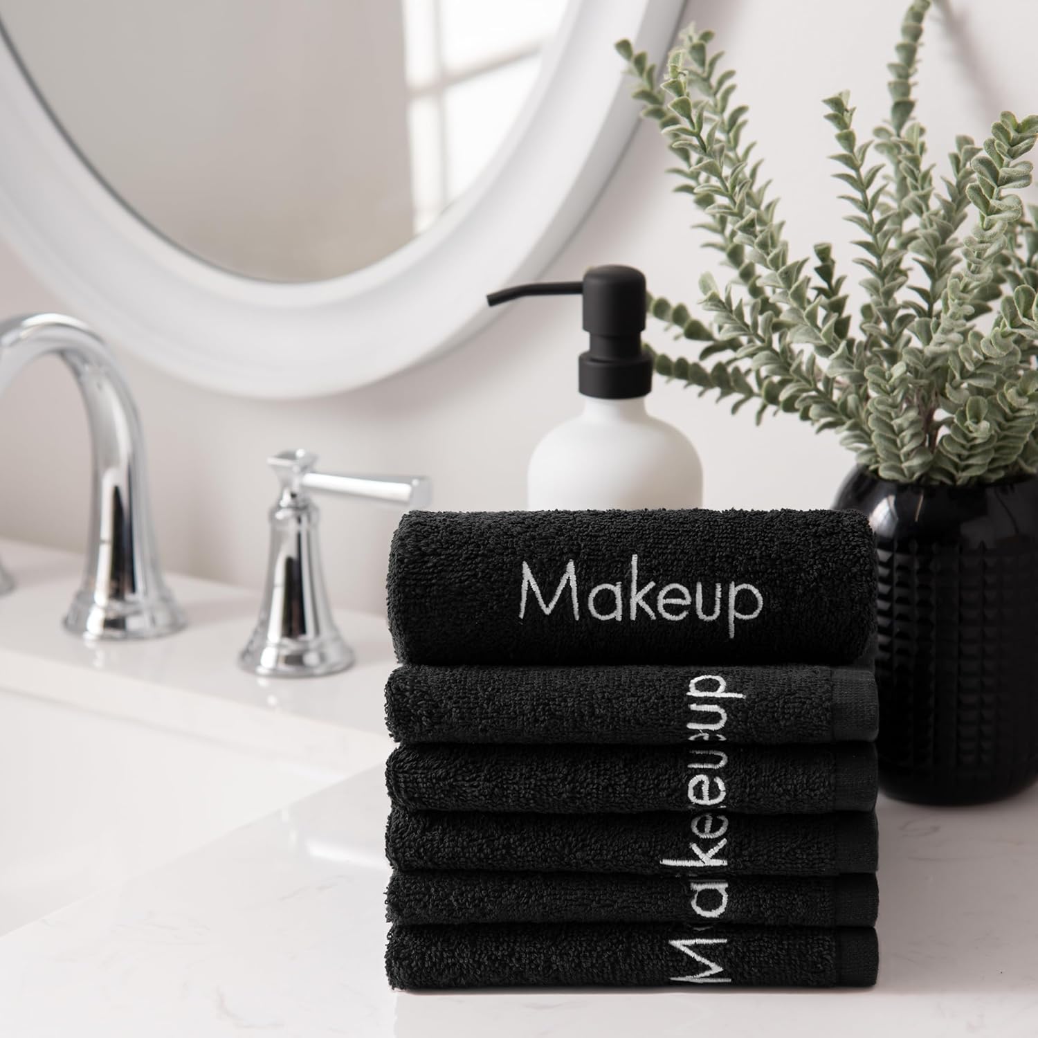 Arkwright Makeup Remover Cloths 6 Pack - 100% Cotton Face Towels, Soft Reusable Washcloths, Gentle Facial Cleansing for Waterproof Makeup, 13 x 13, Black - Image 5