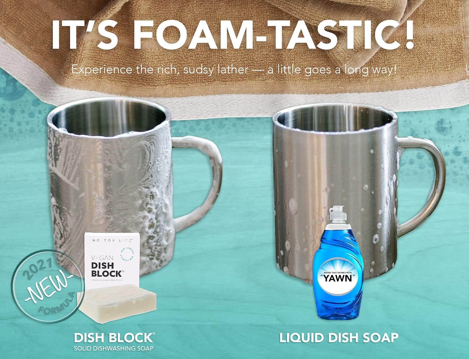 No Tox Life DISH BLOCK - Free of Dyes and Fragrance - Zero Waste Dish Soap - Image 5