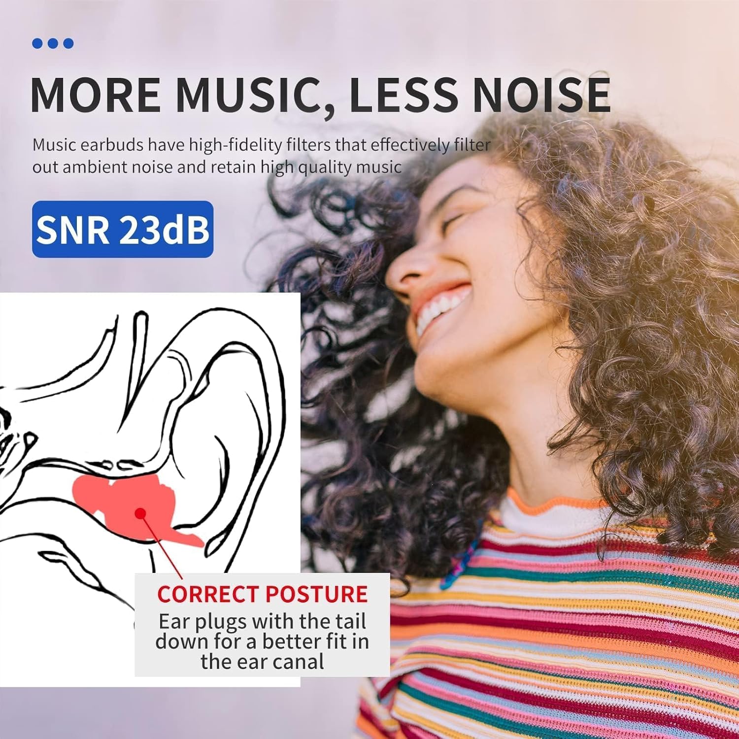 LYSIAN High Fidelity Concert Ear Plugs, 23dB Noise Reduction Musician Earplugs for Concerts, Festivals & Raves, Reusable Soft Earplugs with Aluminum Case, 2 Pairs Blue - Image 3