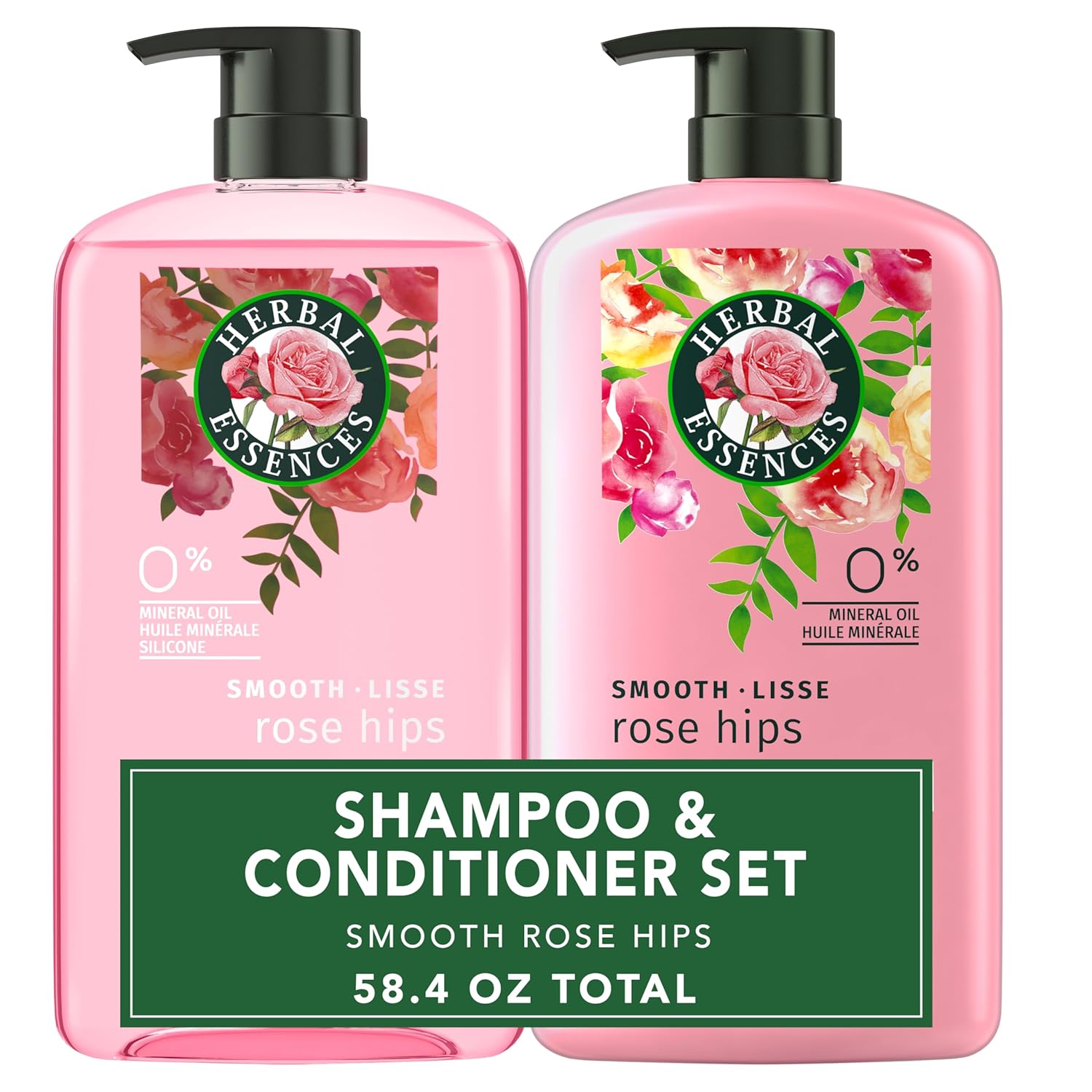Herbal Essences Shampoo & Conditioner Set, Rose Hips - Smooth Collection, Paraben-Free, Color-Safe, Shiny Hair with Jojoba & Vitamin E, 29.2 Fl Oz Each, 2-Pack - Image 2