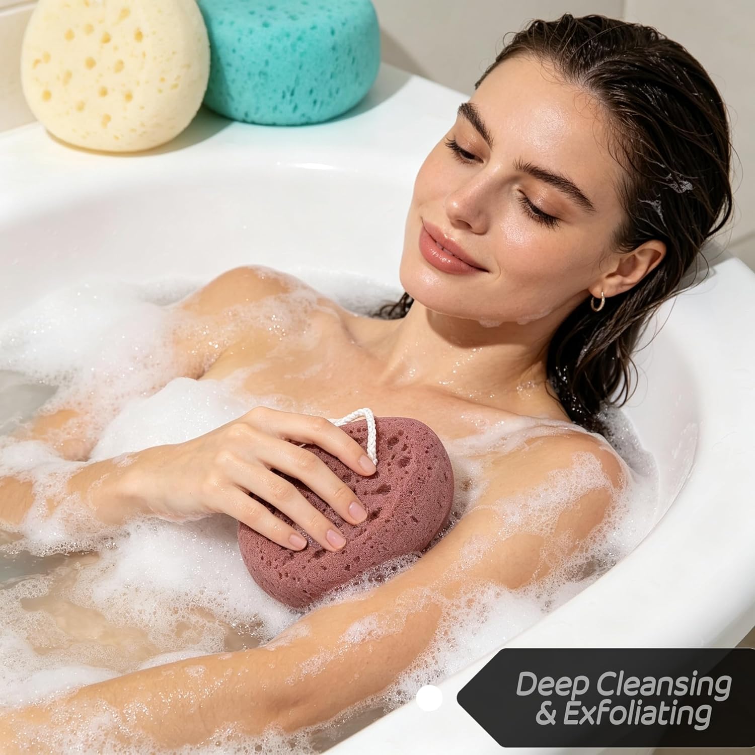 3 Pcs Bath Sponge for Women, Men, Teenager, Body Wash Sponges Loofah Body Scrubber, 3 Colors & Large Size Shower Pouf Cleaning Loofahs for Shower Exfoliating - Image 9