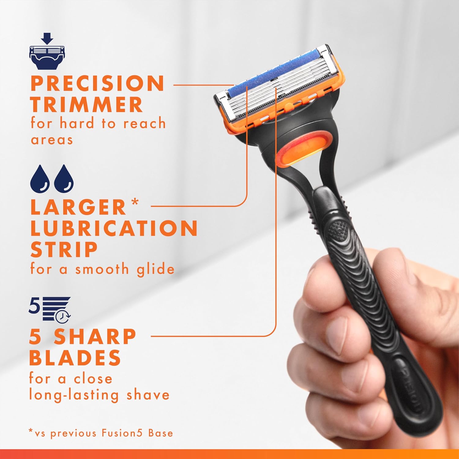Gillette Fusion5 Razor for Men, 5-Blade, 1 Razor Handle, 3 Blade Refills - Image 4