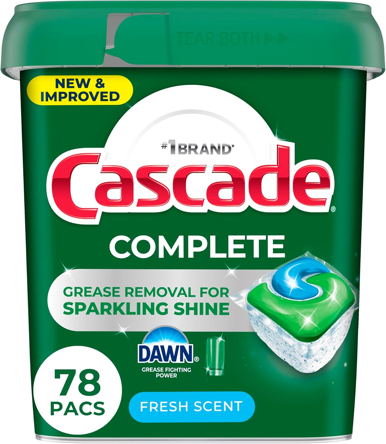 Cascade Complete Dishwasher Pods - Fresh Scent ActionPacs, Dishwasher Detergent, Dishwasher Soap, Detergent Pods, 78 Count - Image 2