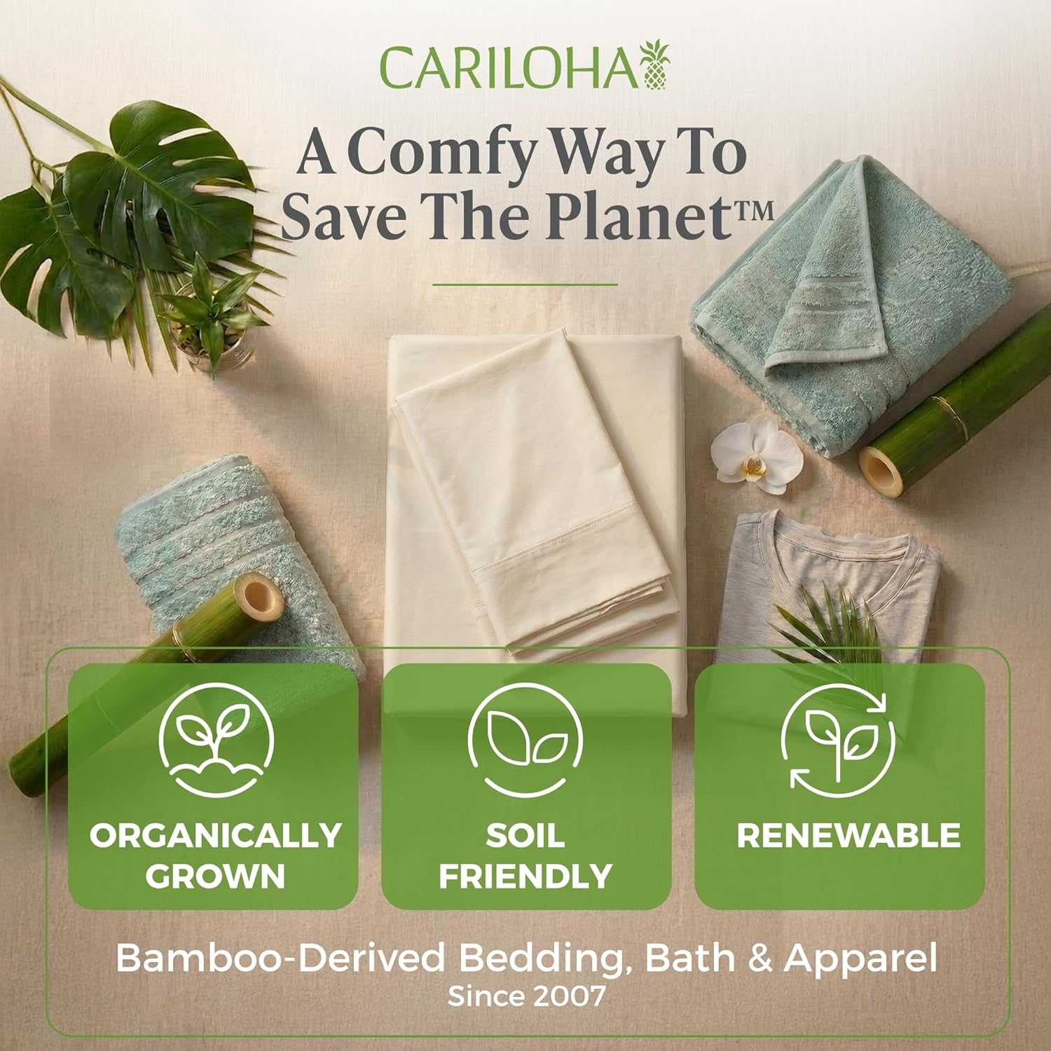 Cariloha Aloha Soft 100% Organic Bamboo Viscose Sheets – 4-Piece Queen Sheet Set – 16 in Deep Pockets – Buttery Soft, Hypoallergenic, Cooling Sheets – Oeko-TEX Standard 100 – Natural - Image 10