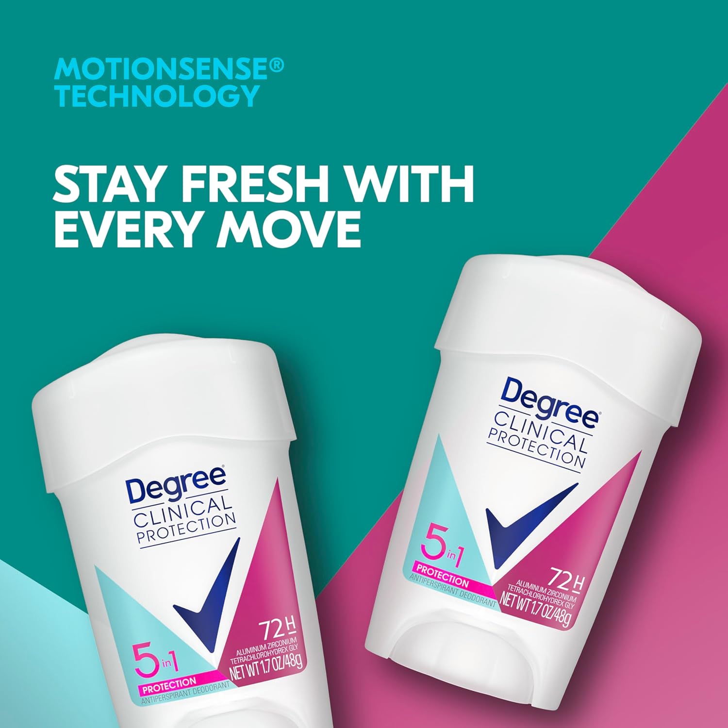 Degree Clinical Protection Antiperspirant Deodorant 5-in-1, Pack of 3, 72-Hour Sweat & Odor Protection 1.7 oz - Image 4