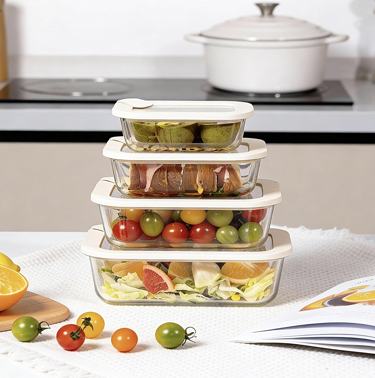 Urban Green Glass Food Storage Containers with Glass Lids, Microwave Safe Food Container Set, Aitight Meal Prep Container Set, LeakProof, 100% Plastic Free, 4 Pack - Image 3