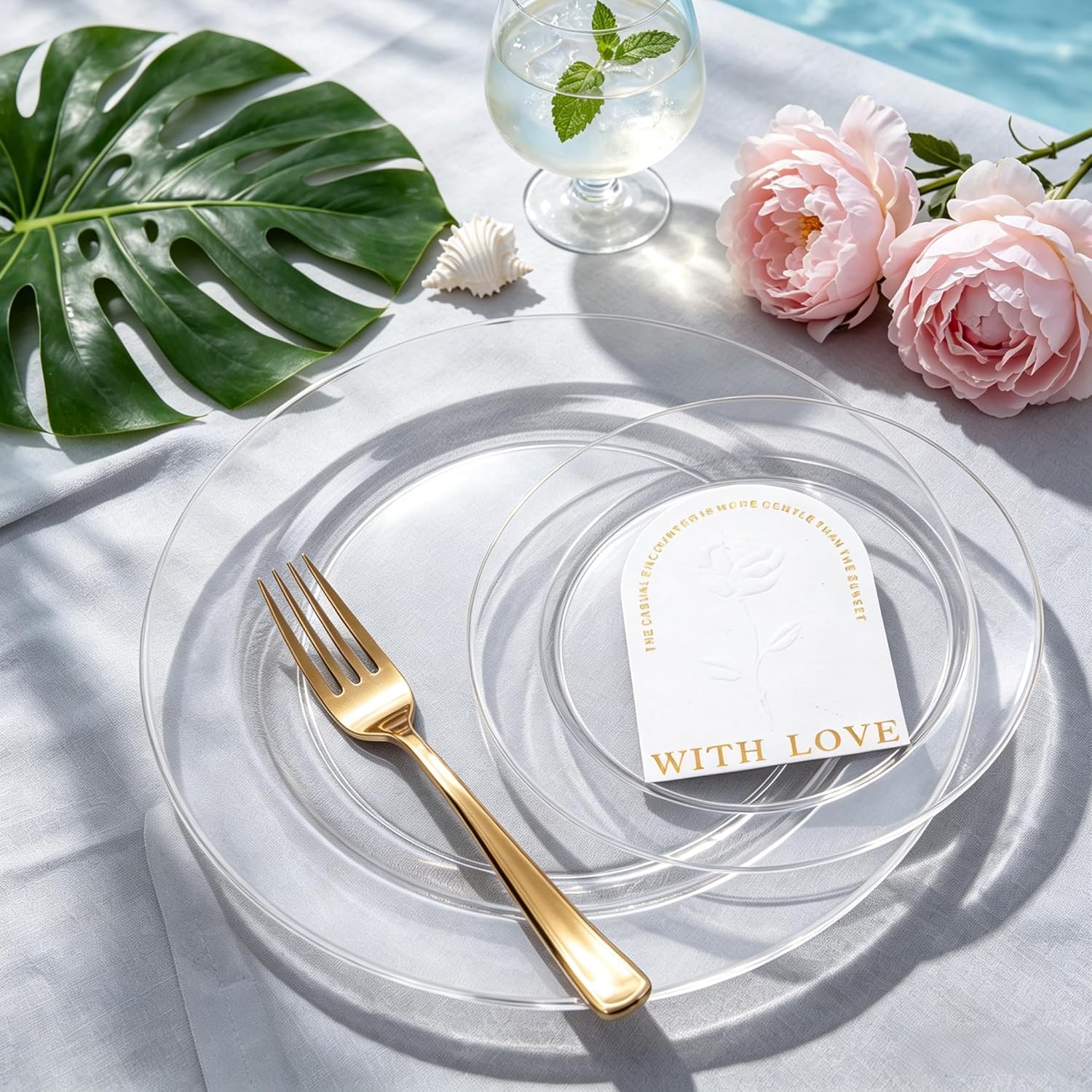 FLOWERCAT 60PCS Clear Plastic Plates - Disposable Clear Plates Heavy Duty for Christmas Party/Wedding/New Year - Include 30PCS 10.25inch Dinner Plates and 30PCS 7.5inch Dessert/Salad Plates - Image 9