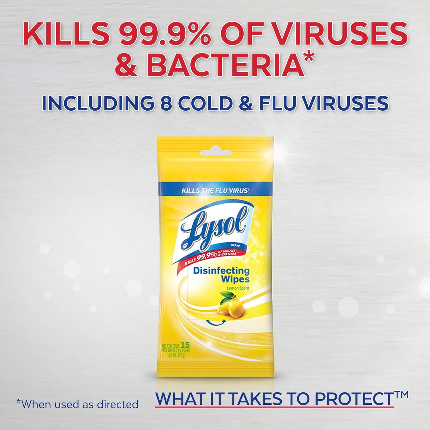 LYSOL Disinfecting Wipes - Lemon & Lime Blossom To-Go Flatpack 15 ct. (Pack of 4) - Image 2
