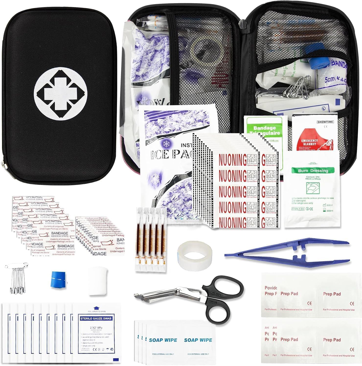 279PCS Small Travel First Aid Kit Supplies for Business, First Aid Emergency Set Backpacking Essentials Items Trauma Survival Kits for Outdoor Adventure, Black AMORNING - Image 2