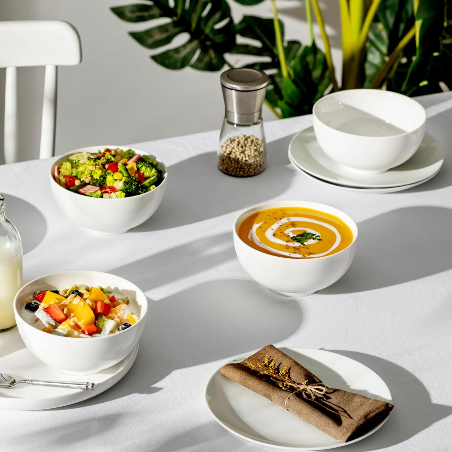 MALACASA 26 OZ Porcelain Soup Bowls Set of 4, White Ceramic Bowls for Kitchen, Cereal Bowl for Oatmeal, Fruit, Salad, Ramen and Rice Bowl -Dishwasher & Microwave Safe Bowls - Image 7
