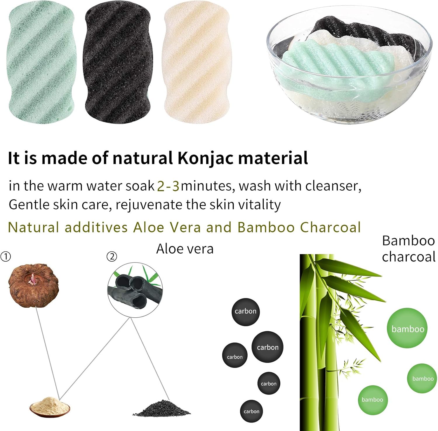 3 Pcs Natural Konjac Facial Sponges for Women and Girls, Gentle Facial Sponge for Cleansing and Makeup Removal, Bath Sponge for Babies and Kids, Soft When Wet, Suitable for Sensitive Skin - Image 8