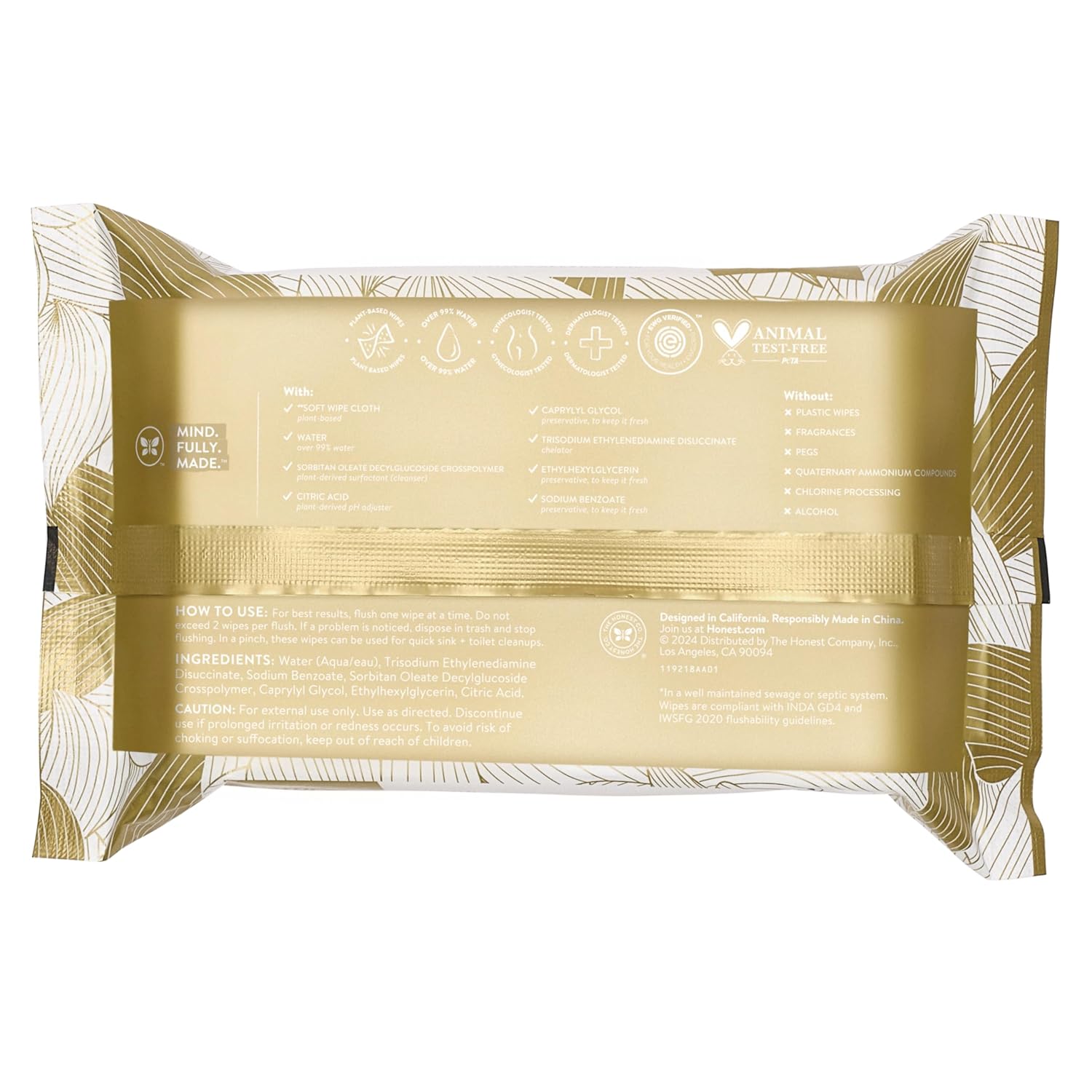 The Honest Company Flushable Wipes for Sensitive Skin, Hypoallergenic, Fragrance-Free, Gilded Wings Design, 126 Count - Image 11