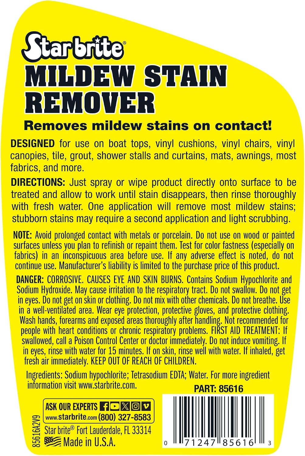 STAR BRITE Professional-Grade Mildew & Mold Stain Remover + Cleaner - Instant Contact Stain Removal, Ideal for Marine & Outdoor Upholstery - Image 3