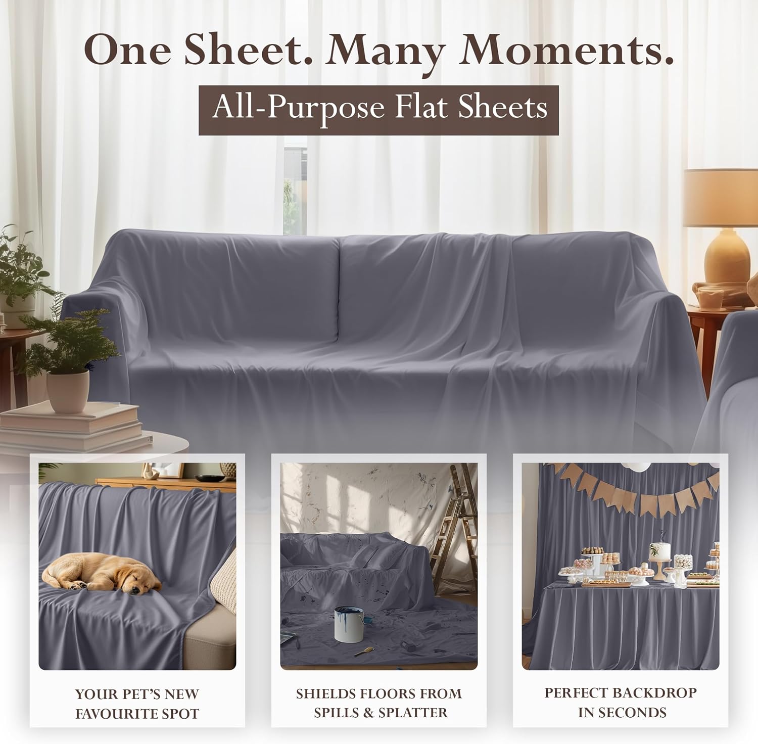 Utopia Bedding Flat Sheet - 1 Pack (Queen, Grey) - Soft Brushed Microfiber Fabric - Shrinkage & Fade Resistant Top Sheet - Easy Care Bed Sheet - Image 6