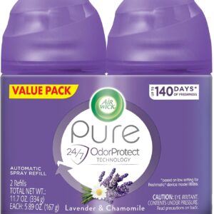 Air Wick Automatic Air Freshener Spray Refill, 2ct, Lavender & Chamomile, Odor Neutralization, Essential Oils