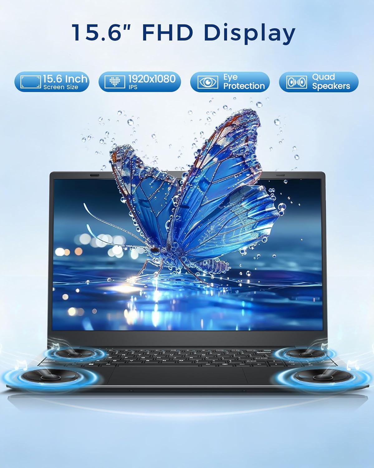 Laptop 32GB RAM 512GB SSD, 15.6 Inch FHD IPS Laptop Computer for College Student & Work, Pentium Gold 6500Y (Up to 3.4GHZ), USB C, USB 3.2, HDMI, WiFi, Portable Lightweight Laptops - Image 6