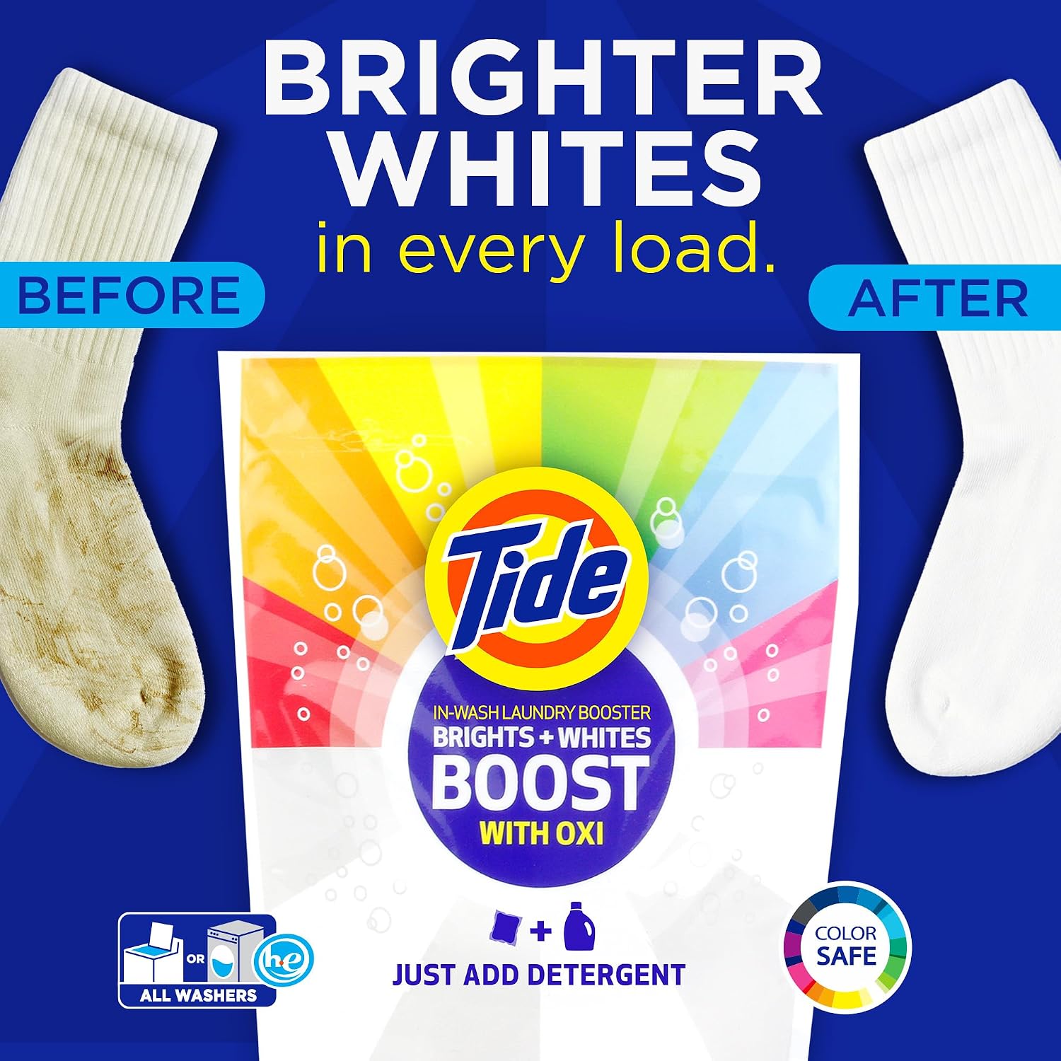 Tide Brights & Whites Odor Rescue, In Wash Odor Eliminator with Oxi, Scent Booster, Removes Odors in a Single Wash, 27 Count (Pack of 1) - Image 6