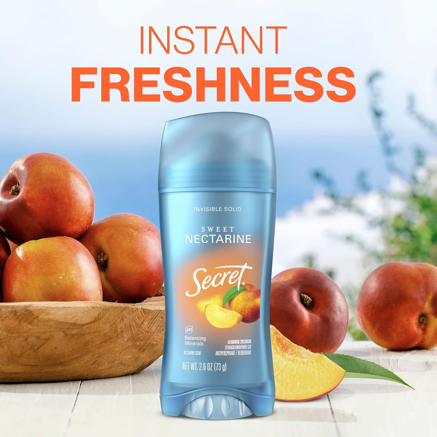 Secret Fresh Antiperspirant Deodorant for Women, 72hr Breathable Sweat & Odor Protection, Instant Freshness & Gentle, PH Balancing Minerals, Invisible Solid, Sweet Nectarine Scent, 2.6 oz - Image 7
