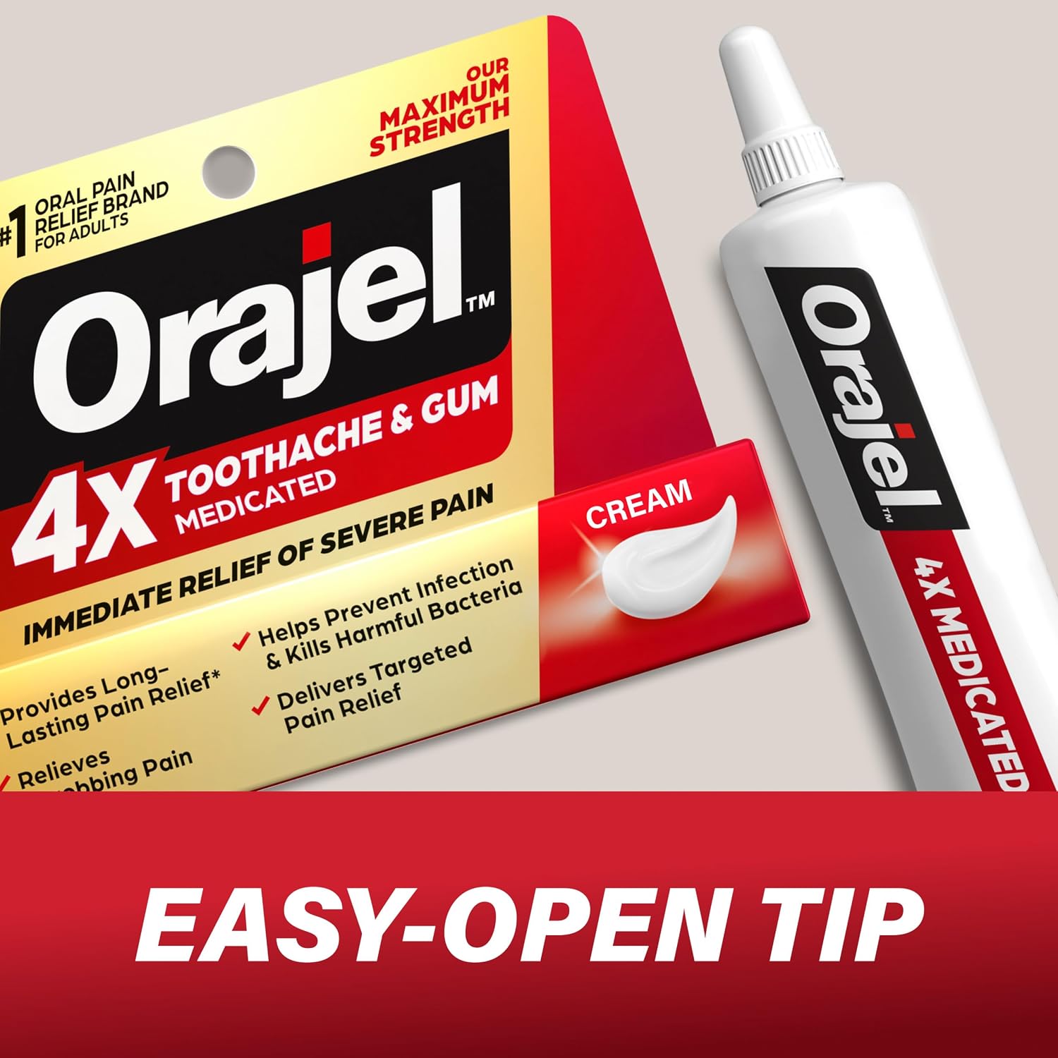 Orajel 4X for Toothache & Gum Pain: Severe Cream Tube 0.33oz- From Oral Pain Relief Brand - Image 6