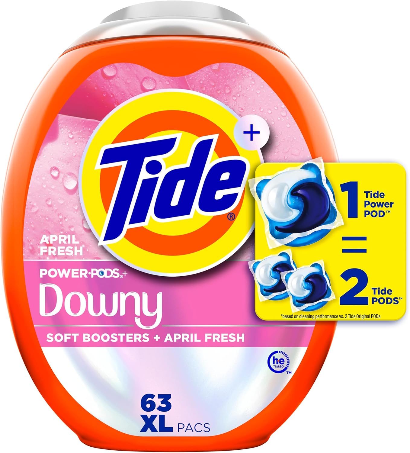 Tide Power PODs + Downy Laundry Detergent Pods, 63 Count, Soft Boosters + April Fresh - Image 2