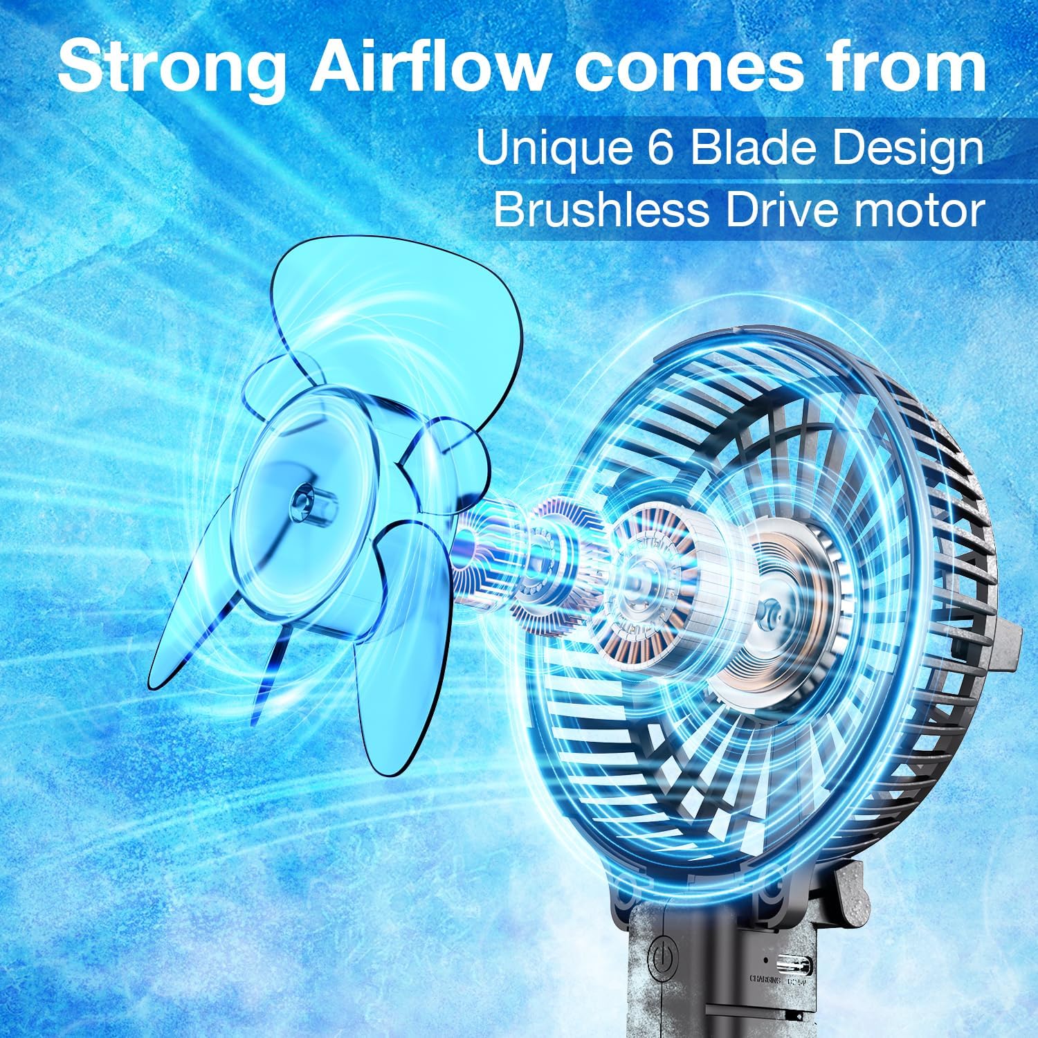 VersionTECH. Portable Handheld Fan, Powerful+Durable+4000mAh+180° Foldable, Mini Table Fans with USB Rechargeable Battery Operated Cooling Accessories for Personal Use, Travel, Office Black - Image 3