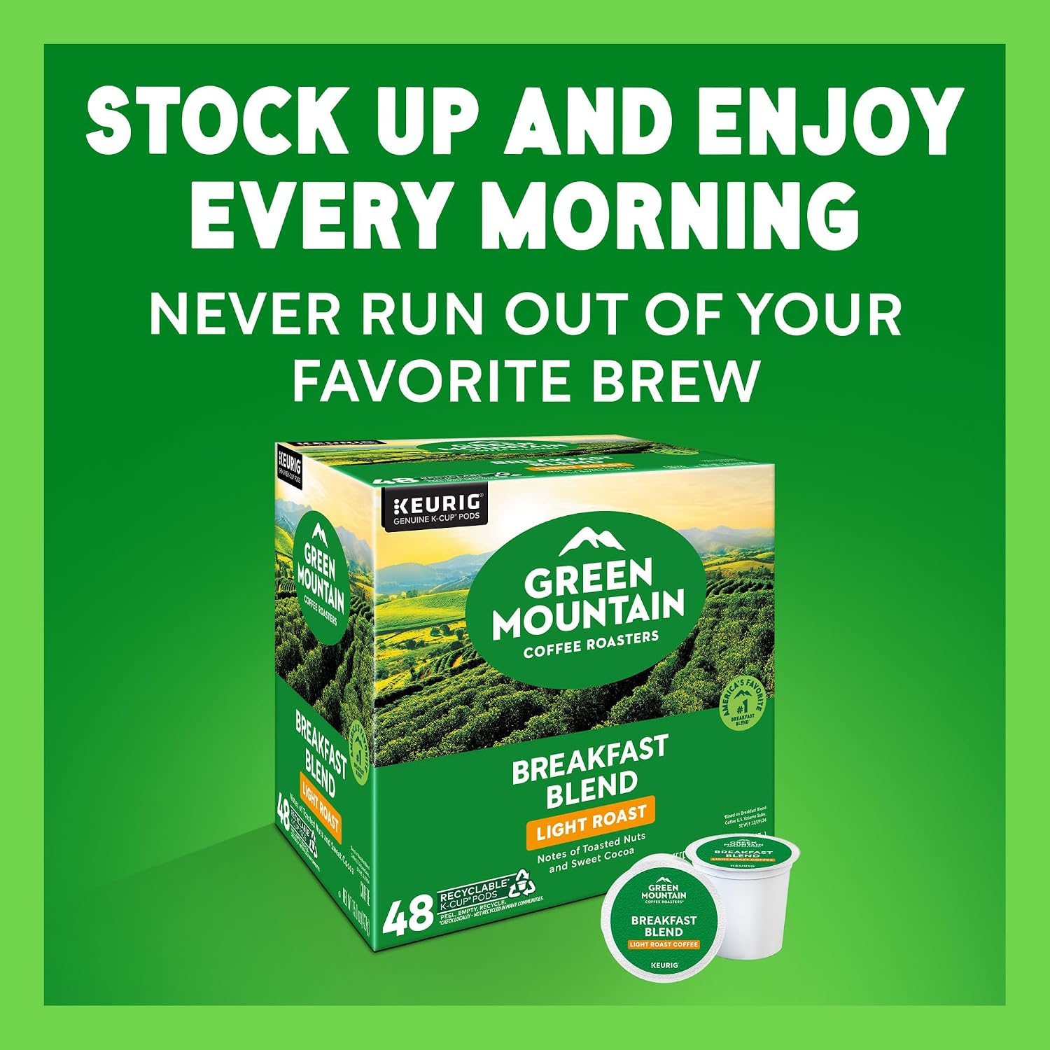 Green Mountain Coffee Roasters Breakfast Blend Single-Serve Keurig K-Cup Pods, Light Roast Coffee, 48 Count - Image 15
