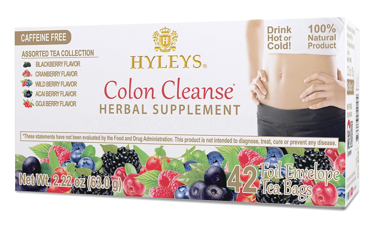 HYLEYS Colon Cleanse Tea, Assorted Flavors - 42 Individually Wrapped Herbal Tea Bags - Caffeine Free, Gluten Free - Image 2
