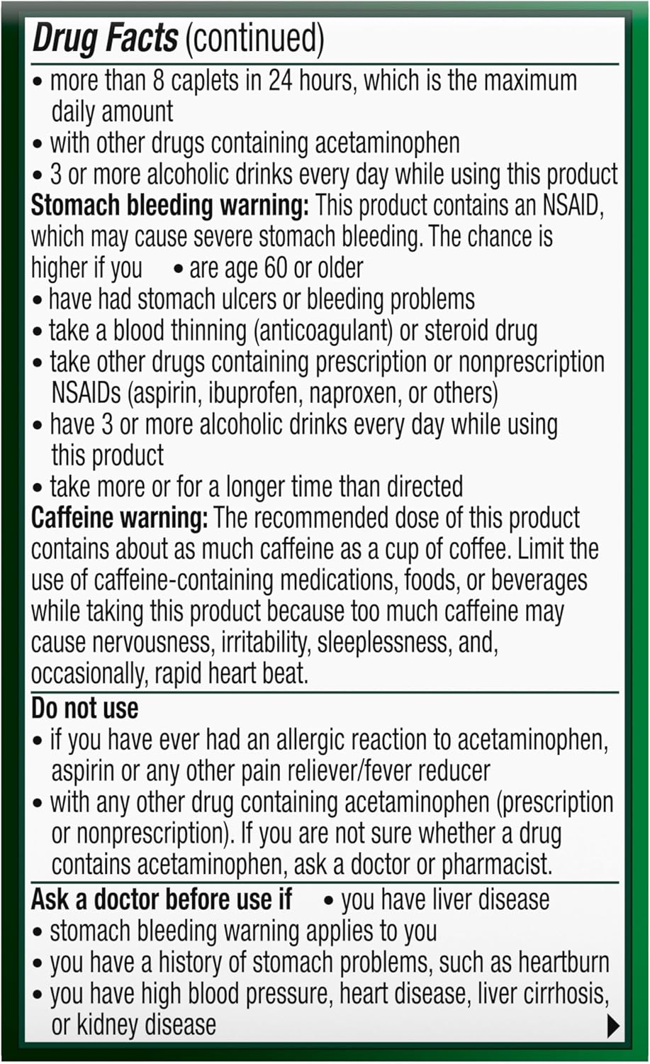 Excedrin Extra Strength Caplets for Headache Pain Relief, Acetaminophen 250mg, Aspirin 250mg, Caffeine 65mg, Pain Reliever, 24 count - Image 12