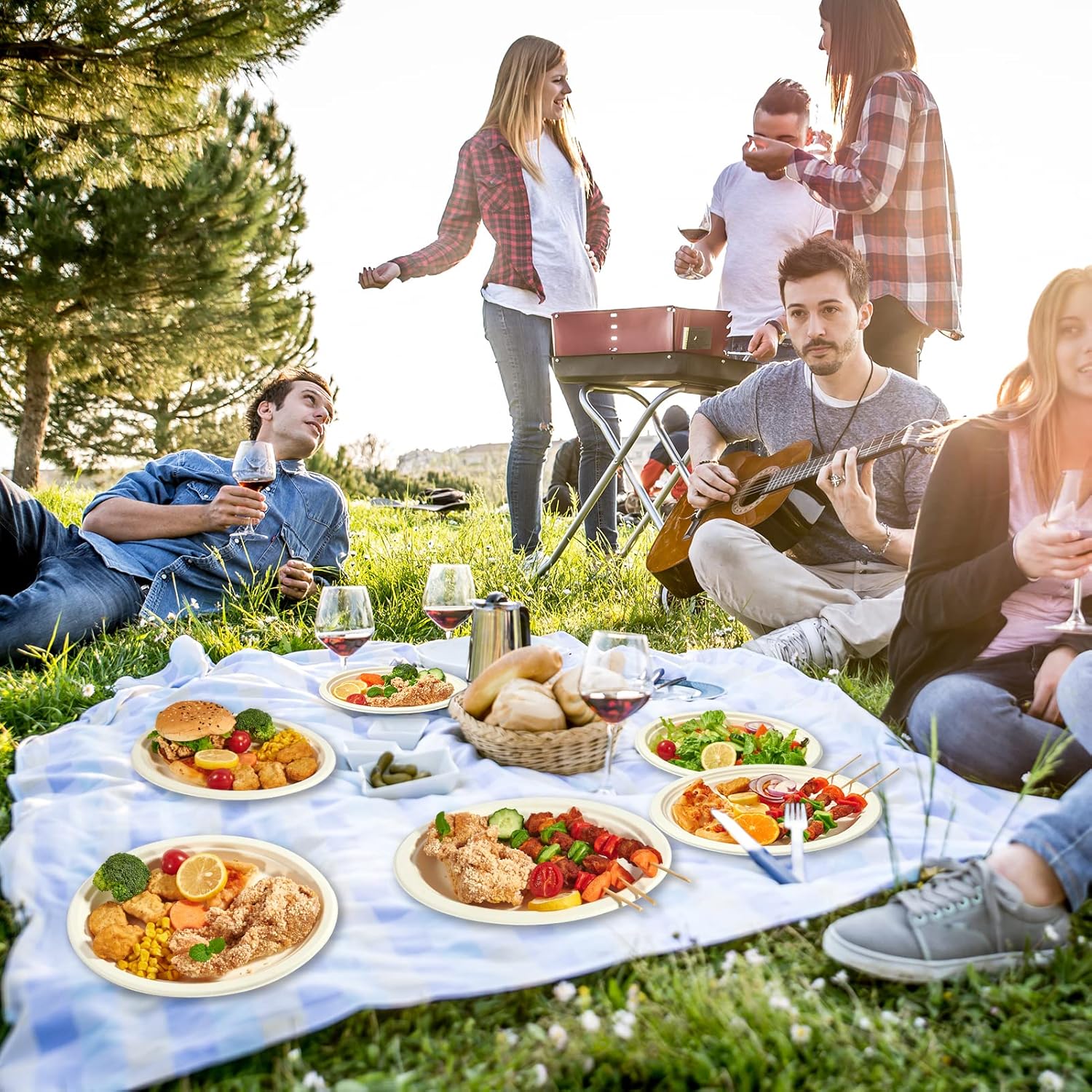 Vplus 100% Compostable Oval Paper Plates 12 inch 125 Pack Super Strong Disposable Paper Plates Bagasse Natural Biodegradable Eco-Friendly Sugarcane for BBQ, Party, Dinner, and Picnic - Image 8