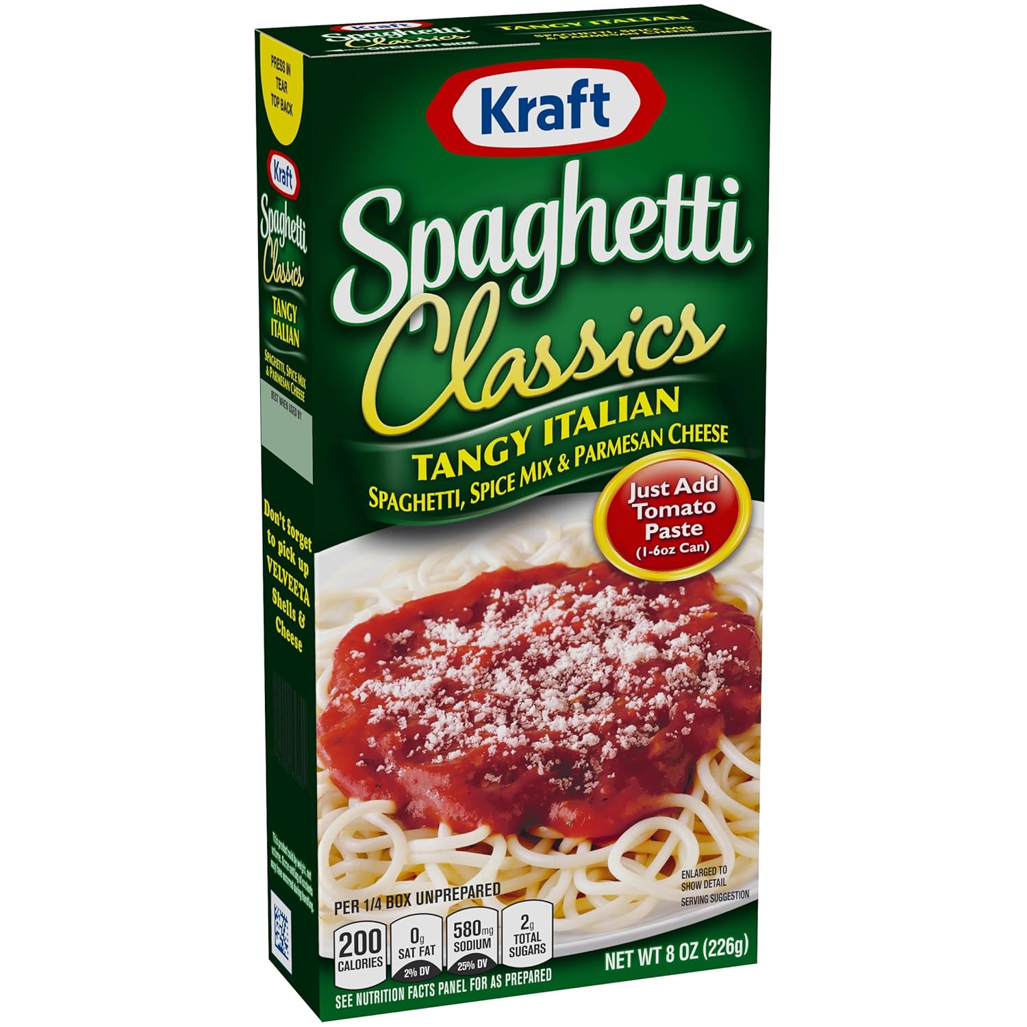 Kraft Spaghetti Classics Tangy Italian Spaghetti, Spices, & Parmesan Cheese Meal Mix, 8 oz Box - Image 7
