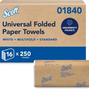 Scott® Professional Universal Multifold Paper Towels, Bulk (01840), Absorbency Pockets, 9.2″ x 9.4″ sheets, Standard Tier, Compressed, White (250 Sheets/Pack, 16 Packs/Case, 4,000 Sheets/Case)