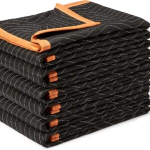 Amazon Basics Reinforced Tear-Resistant Moving Blankets, 72″ x 80″, Black, 6-Pack