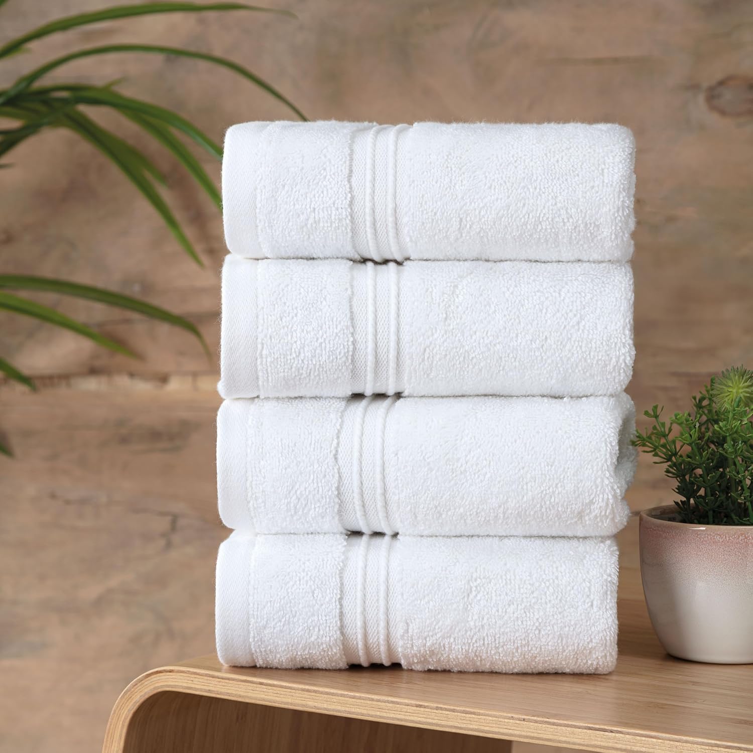 Milara Turkish Super-Plush Wash Cloths Set 4-Piece | Premium 100% Cotton Washcloths Absorbent, Durable with Hanging Loops | White Color Bath Washcloths, (13 x 13 Inch) - Image 8