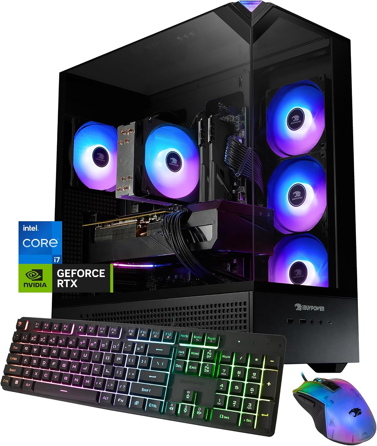 iBUYPOWER Element Gaming PC Desktop Computer Intel Core i7 14700F CPU, NVIDIA GeForce RTX 5070 12GB GPU, 32GB DDR5 RGB 5200MHz RAM, 1TB NVMe SSD, Windows 11 Home, Gamer Keyboard and Mouse - EBI7N5704 - Image 2