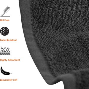 QUBA LINEN Hotel & Spa 100% Cotton Washcloths Pack of 24, Ultra Soft, Quick Dry, Lightweight, Highly Absorbent, Perfect for Face, Hands, Spa, Gym, Hotel, Resort & Daily Use (Grey – 12″ x 12″)