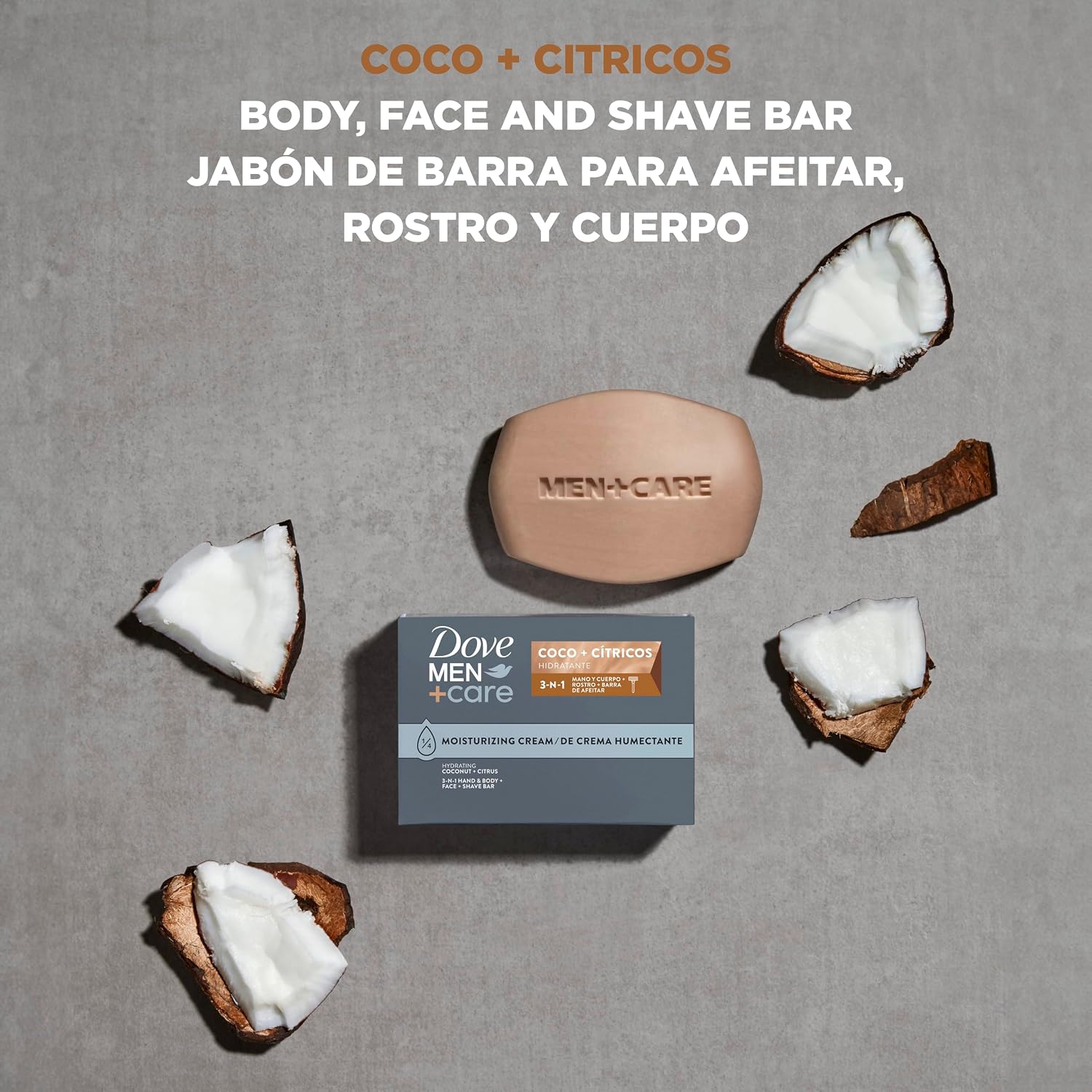 DOVE MEN + CARE Hidratante Coco + Cítricos Hand & Body Face + Shave Bar 6 Count for Hydrated Skin 3.75 oz - Image 6