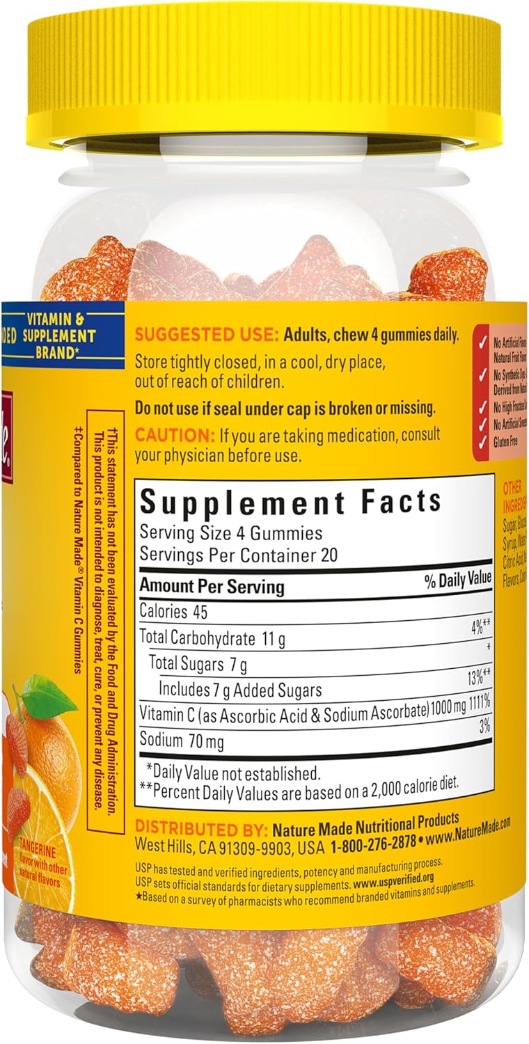 Nature Made Maximum Strength Dosage Vitamin C 1000mg per Serving, Adult Vitamin C Immune Support Gummies, 80 Gummies for Daily Immune Support, 20 Day Supply - Image 10