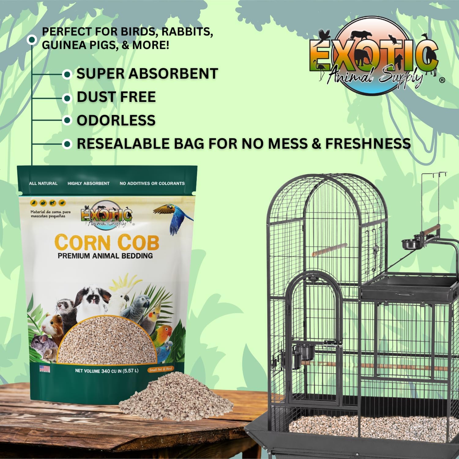 Natural Corn Cob Bedding, Corn Cob Litter, Dust-Free, Birds and Small Animals, ~10 lbs (690 CU in) - Image 3