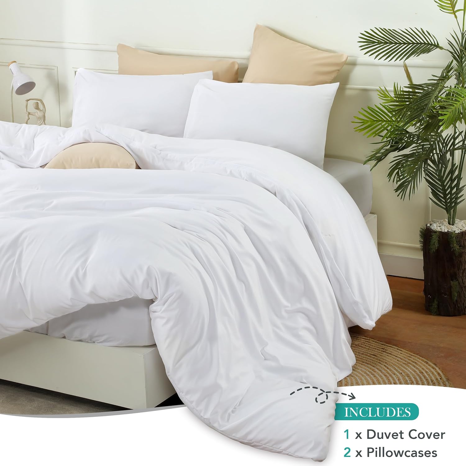 Utopia Bedding Duvet Cover Set with Pillowcases - 3 Pieces Bedding Duvet Cover with Zipper Closure - 1 Duvet Cover with 2 Pillowcases - Soft Brushed Microfiber (Queen, White) - Image 4