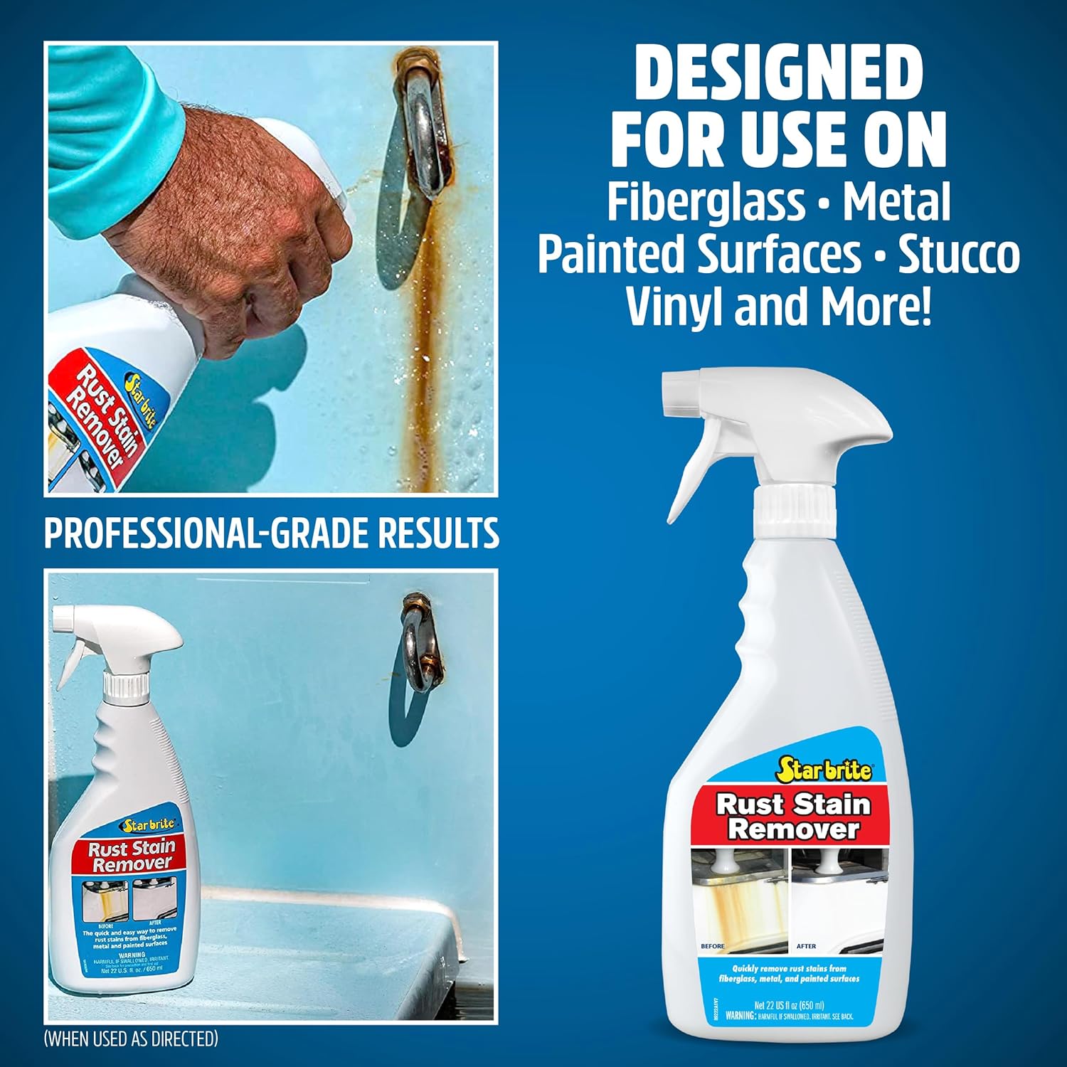 STAR BRITE Rust Stain Remover Spray - Instantly Dissolve Corrosion Stains on Fiberglass, Vinyl, Fabric, Metal & Painted Surfaces - Also Removes Sprinkler Stains - 22 Ounces (089222SS) - Image 6