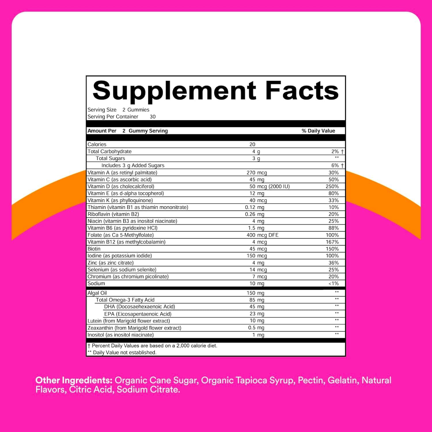 SmartyPants Teen Girl Multivitamin Gummies, Omega 3 (DHA/EPA), Vitamin C, D3, B12, Vitamin A, K & Zinc, Biotin to Support Hair, Skin & Nails, Gluten Free, 60 Count (30 Day Supply) - Image 7