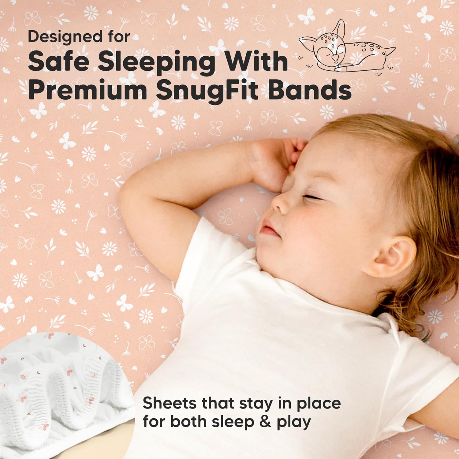 Pack and Play Sheets Fitted - 2-Pack Mini Crib Sheets for Pack N Play Mattress 38x26, Soft & Cozy, Neutral Toddler Playard Bedding, Snug Fitted Mini Baby Crib Mattress Cover Boy, Girl (Butterflies) - Image 6