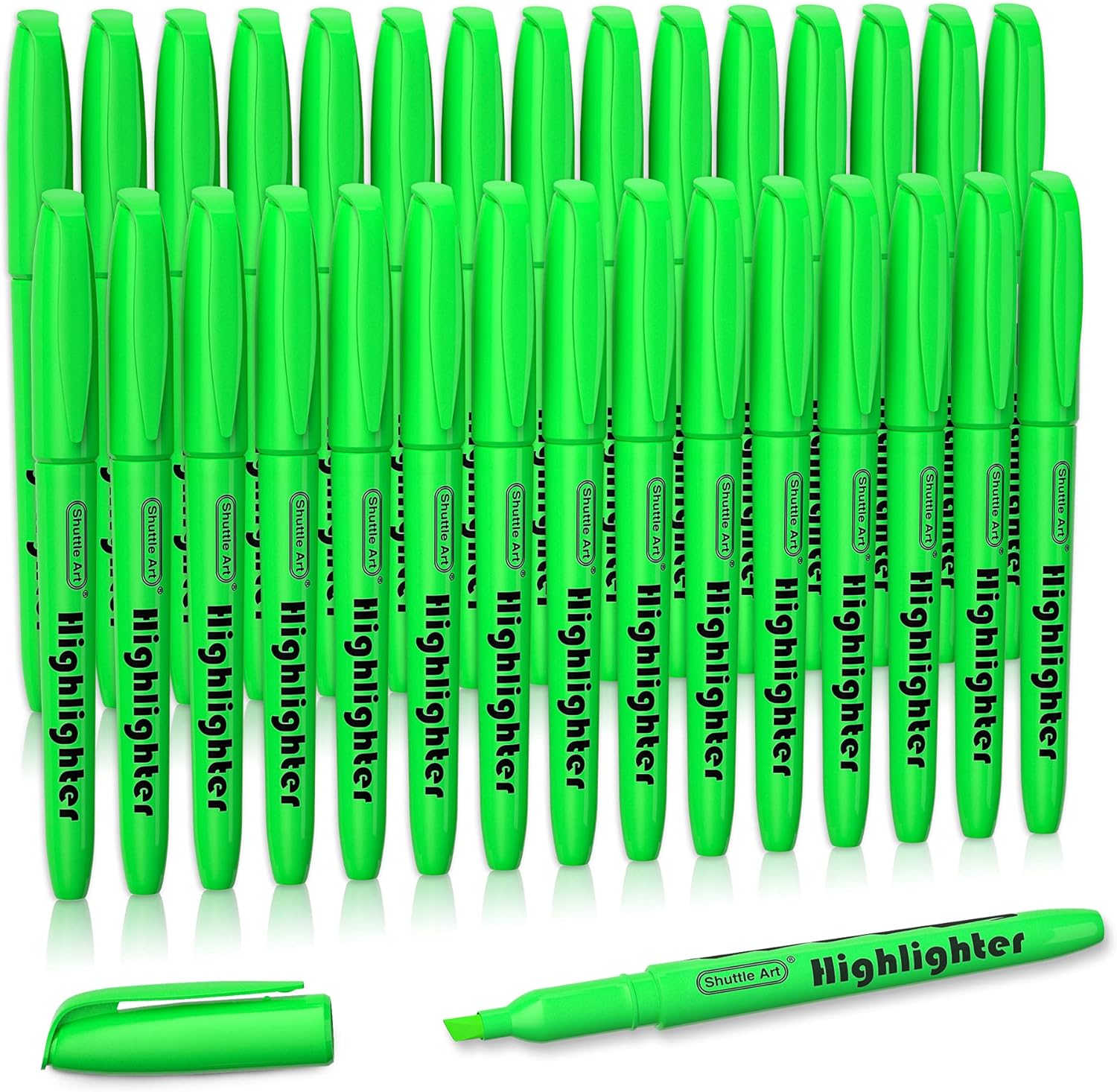 Shuttle Art Highlighters, 30 Pack Green Highlighter Pens Bright Colors, Chisel Tip Dry-Quickly Non-Toxic Highlighter Markers for Adults Teachers Students Highlighting in Home School Office - Image 2