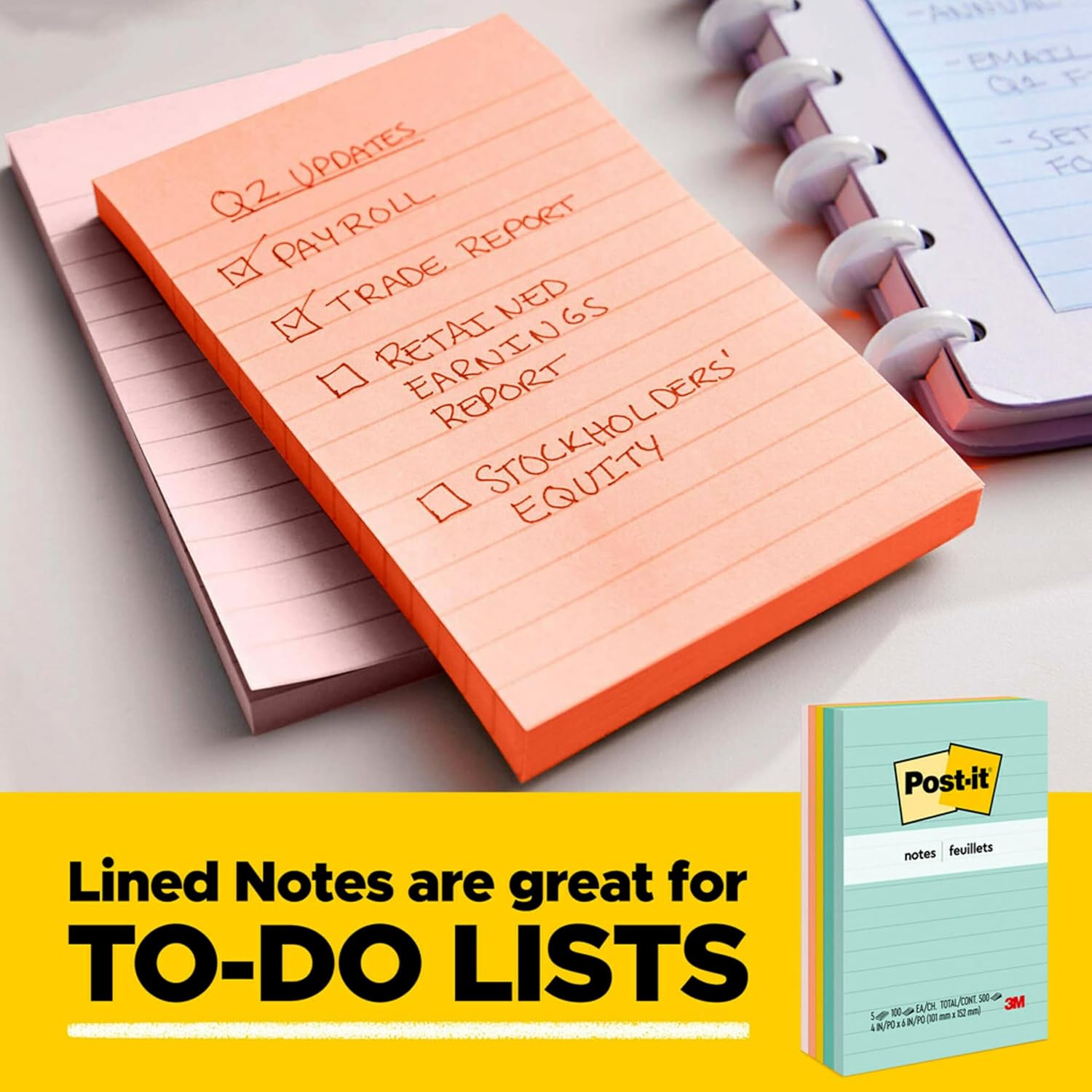 Post-it Notes, 3 in x 5 in, 5 Lined Sticky Notes Pads, 100 Sheets per Pad, Floral Fantasy Collection, School Supplies and Office Products - Image 12
