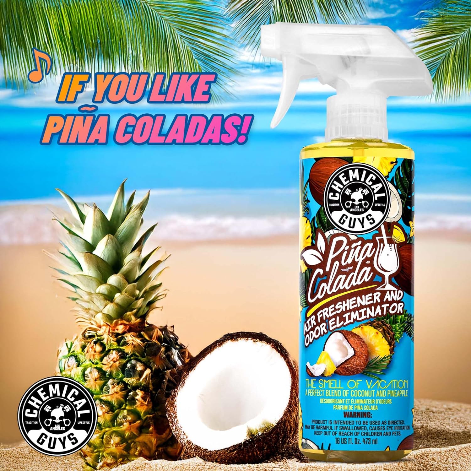 Chemical Guys AIR22916 Pina Colada Air Freshener and Odor Eliminator, (Great for Cars, Trucks, SUVs, RVs, Home, Office, Dorm Room & More) 16 fl oz - Image 2