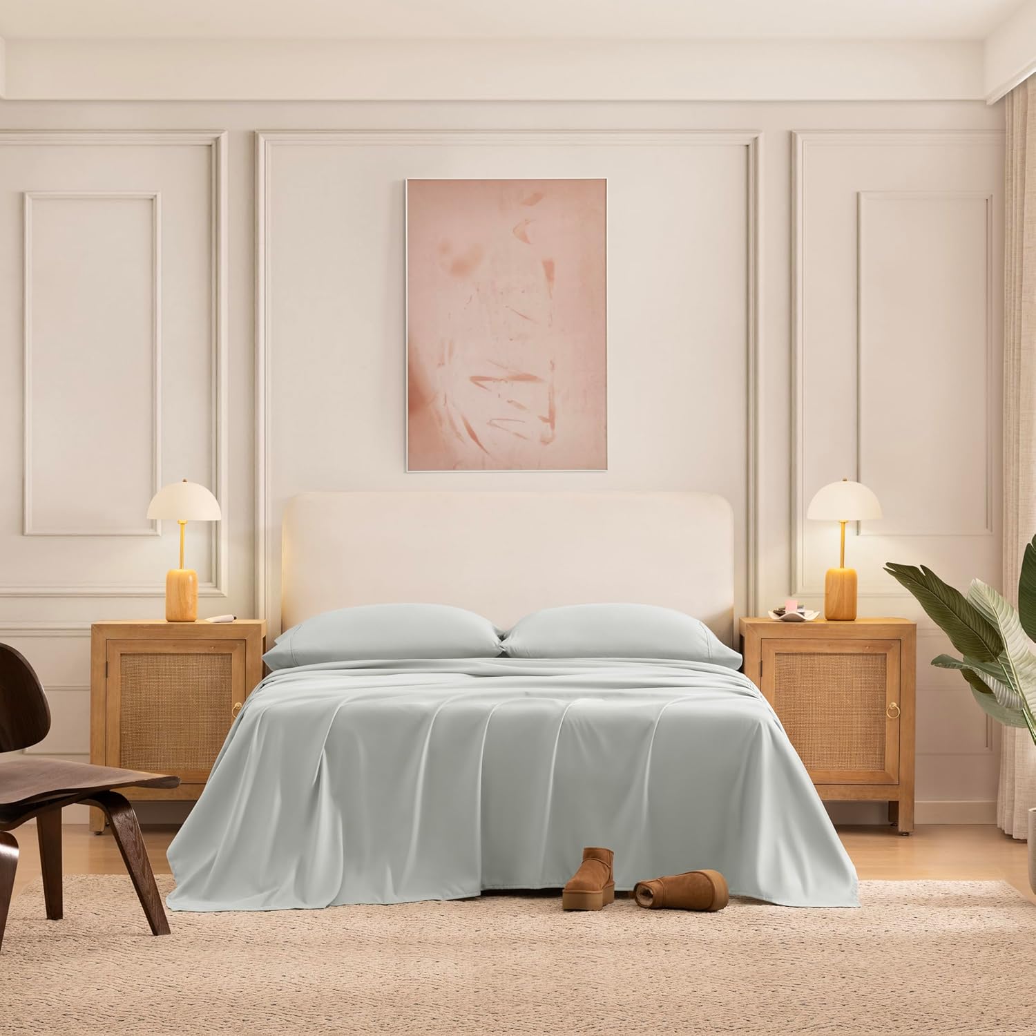 UGG Hedi Queen Sheet Set 4-Piece Luxury Cooling Sheets Deep Pockets Premium Bedding with 2 Pillow Shams Hypoallergenic Machine Washable Soft Lightweight Bed Set for Bedroom, Queen, Mineral Green - Image 3