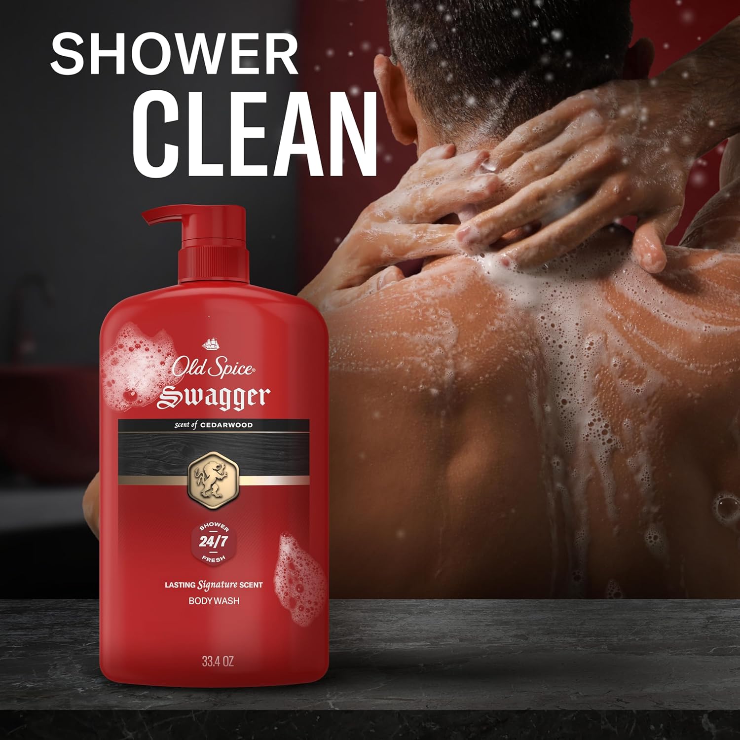 Old Spice Body Wash for Men, 24/7 Shower Fresh with Long Lasting Scent, Refreshing 3X Defense, Red Collection, Swagger with Cedarwood Scent, 33.4 oz (Pack of 4) - Image 6