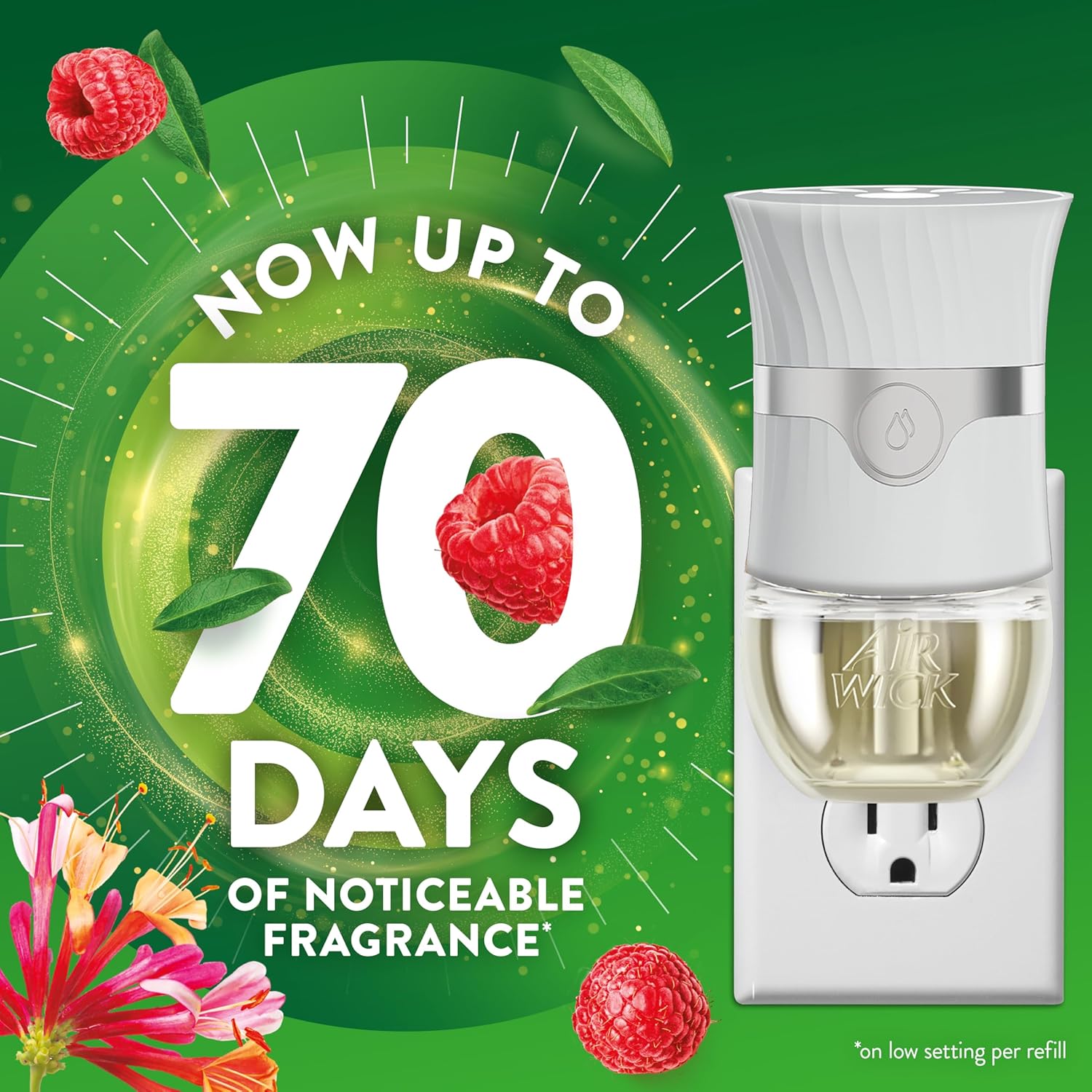 Air Wick Plug-In Scented Oil Refills, 3 Count, Lush Honeysuckle and Raspberry, Air Freshener, Essential Oils, Eco Friendly - Image 2